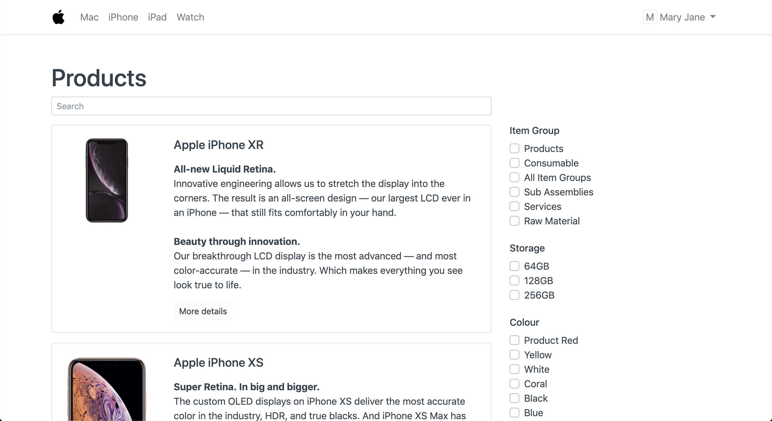 Product Listing with Filters
